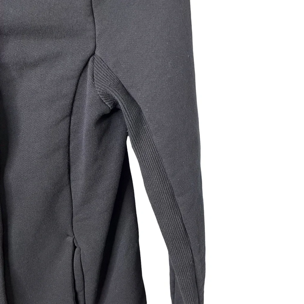 James Perse Hooded Fleece Zip Up Jacket Sweatshirt Black Size 2 Asymmetrical - Picture 3 of 7